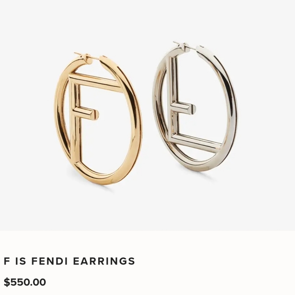 F IS FENDI EARRINGS Gold and Palladium Earrings